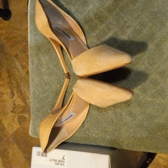 Steve Madden Heels Valko nude multi color suede and snakeskin size 7 - Picture 5 of 12